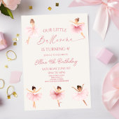 Roze onze kleine ballerina ballet verjaardagsfeest kaart