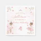 Roze onze kleine ballerina verjaardagsfeestje serv servet (Voorkant)