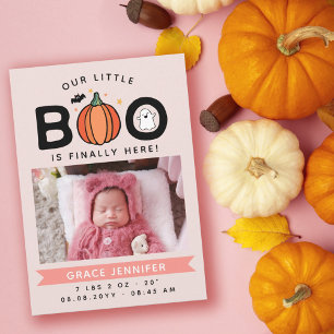 Roze onze kleine boe eindelijk hier Halloween Baby Aankondiging