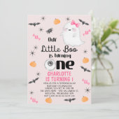 Roze Onze Kleine Boo Een Halloween 1e Verjaardag Kaart (Staand voorkant)