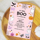 Roze onze kleine Boo Halloween 1e verjaardag Kaart