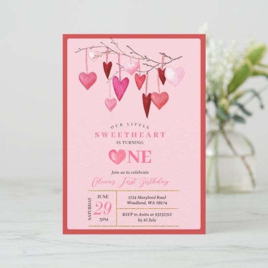 ROZE Onze Kleine Liefje Valentijn 1e Verjaardag Kaart (Staand voorkant)