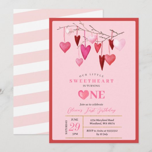 ROZE Onze Kleine Liefje Valentijn 1e Verjaardag Kaart (Voorkant / Achterkant)