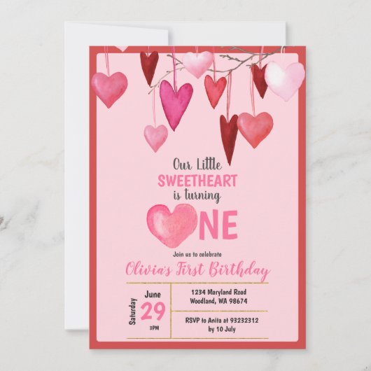 Roze Onze Kleine Liefje Valentijn Verjaardag Kaart (Voorkant)