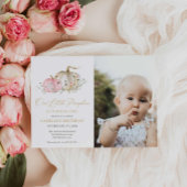 Roze onze kleine pompoen 1e verjaardag foto kaart