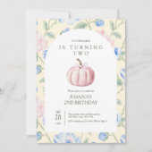 Roze onze kleine pompoen verjaardag uitnodiging (Voorkant)