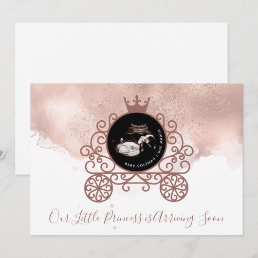 Roze onze kleine prinses die snel zwanger wordt aankondiging (Voorkant / Achterkant)