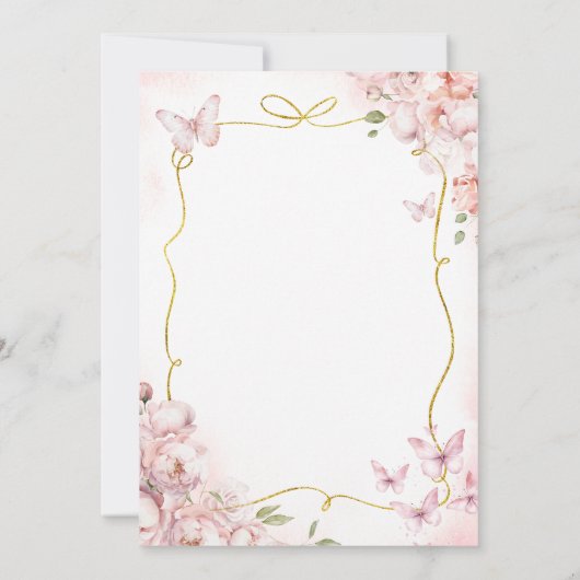 Roze onze kleine vlinder bloemenmeisje 1e verjaard kaart (Achterkant)