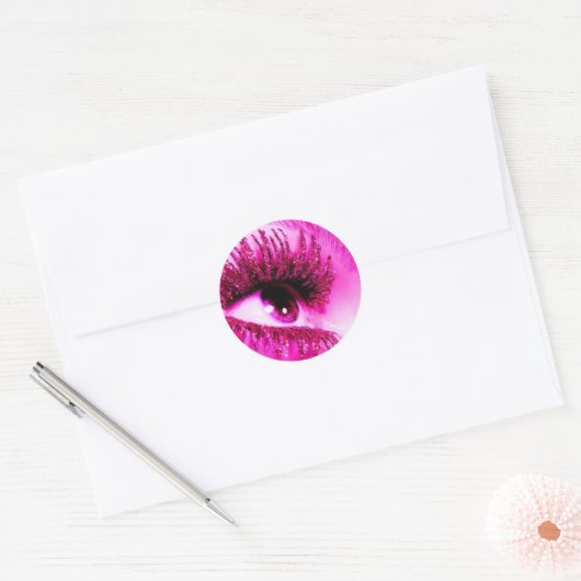 Roze oog ronde sticker (Envelop)