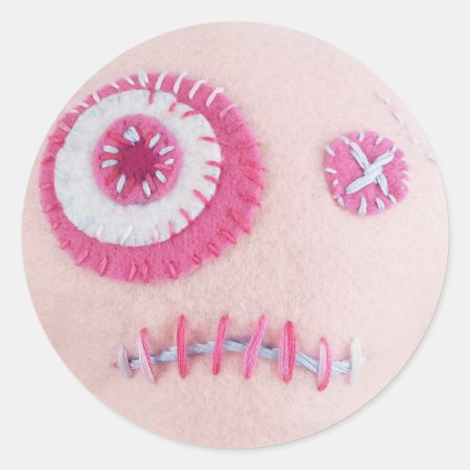 Roze oog ronde sticker (Voorkant)