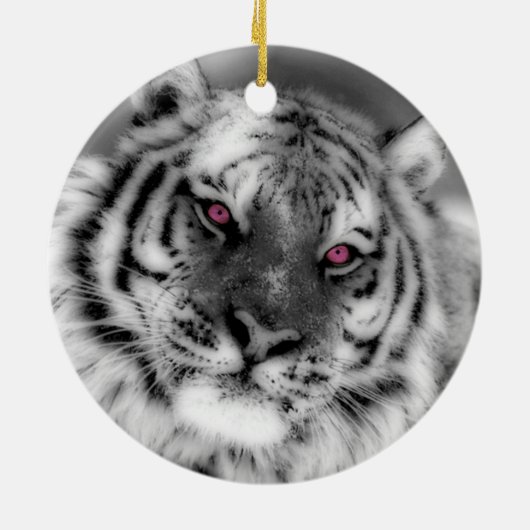 Roze Oogtijger Keramisch Ornament (Achterkant)