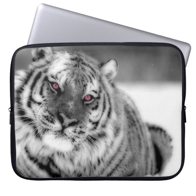 Roze Oogtijger Laptop Sleeve (Voorkant)