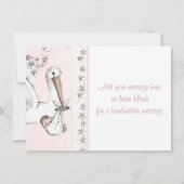 Roze Ooievaar Baby Shower Bedankt (Achterkant)