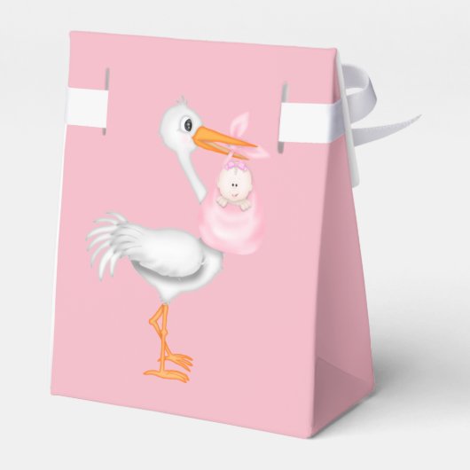 Roze Ooievaar Baby shower Favor Box Bedankdoosjes (Achterkant)