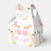 Roze Ooievaar Baby shower Geschenkdoos Bedankdoosjes (Voorkant Zijde)