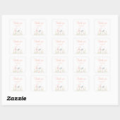Roze ooievaar baby shower gunst vierkante sticker (Vel)