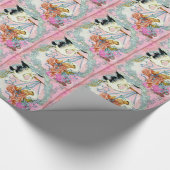  roze ooievaar Baby shower inpakpapier (Hoek)