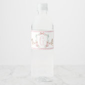 Roze ooievaar Baby shower Waterflesetiketten Waterfles Etiket (Voorkant)