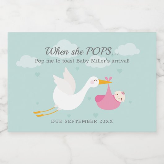 Roze Ooievaar Bundel Pop Het Mini Mousserende Wijn Sparkling Wijnetiket (Enkel label)