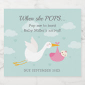 Roze Ooievaar Bundel Pop IT Mousserende Wijn Label Sparkling Wijnetiket (Enkel label)