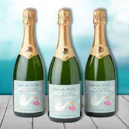 Roze Ooievaar Bundel Pop IT Mousserende Wijn Label Sparkling Wijnetiket