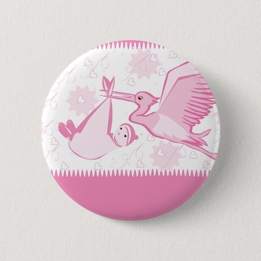 Roze Ooievaar met Baby Button (Voorkant)
