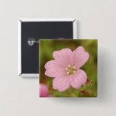 Roze Ooievaarsbek Badge Vierkante Button 5,1 Cm (Voorkant /achterkant)