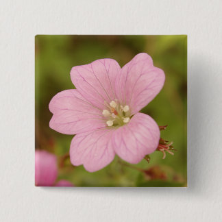 Roze Ooievaarsbek Badge Vierkante Button 5,1 Cm