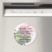 Roze Ooievaarsbek Save the Date Magneet (Insitu (Vaatwasser))