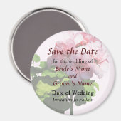 Roze Ooievaarsbek Save the Date Magneet (Voorkant / Achterkant)