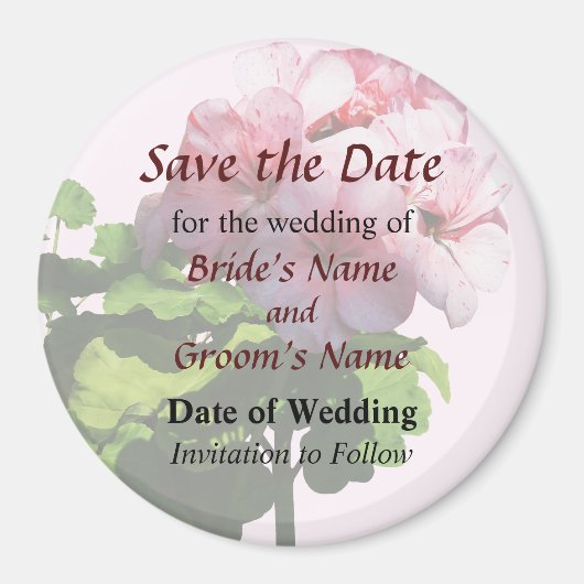 Roze Ooievaarsbek Save the Date Magneet (Voorkant)