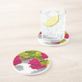 Roze Ooievaarsbek Zandsteen Onderzetter (Zijkant)