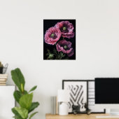 Roze Oosters Poppy Flowers Art Print Poster (Thuiskantoor)