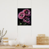 Roze Oosters Poppy Flowers Art Print Poster (Keuken)