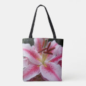 Roze Oosterse Lelie Bloem Tote Bag (Achterkant)
