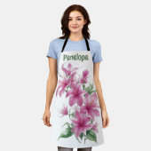 Roze oosterse lelie bloemen gepersonaliseerd schort (Gedragen)