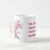 Roze oosterse lelie bloemen koffiemok (Voorkant links)