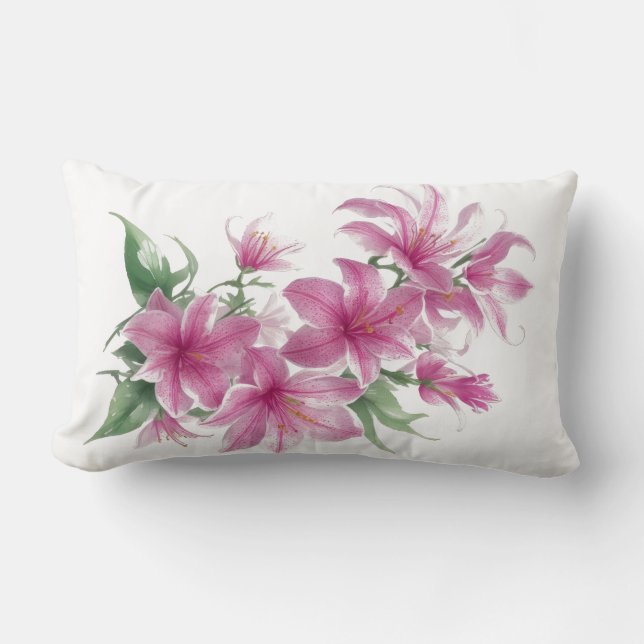 Roze oosterse lelie bloemen kussen (Voorkant)
