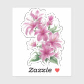 Roze oosterse lelie bloemen sticker (Vel)