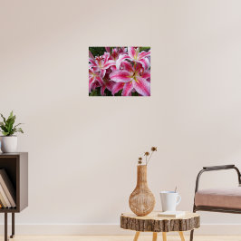 Roze Oosterse Lelies Bloem Fotografie Poster