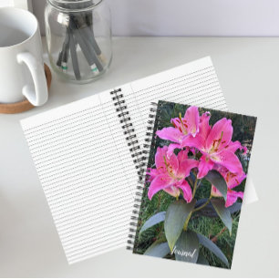 Roze Oosterse lelies bloemen Notitieboek