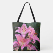 Roze Oosterse Lelies Bloemen Tote Bag (Achterkant)