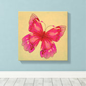 Roze  oosterse vlinder canvas afdruk (Insitu (Houten vloer))