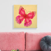 Roze  oosterse vlinder canvas afdruk (Insitu (Woonkamer))