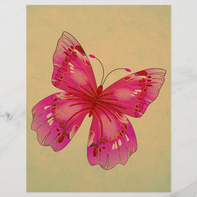 Roze oosterse  vlinderkunst (Voorkant)