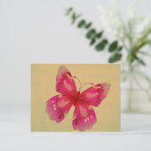 Roze oosterse  vlinderkunst briefkaart (Staand voorkant)