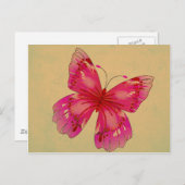 Roze oosterse  vlinderkunst briefkaart (Voorkant / Achterkant)