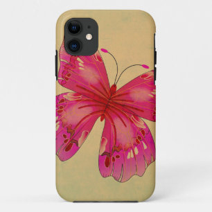 Roze oosterse vlinderkunst iPhone 11 hoesje