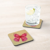 Roze oosterse  vlinderkunst drankjes onderzetter (Rechterzijde)