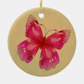 Roze oosterse vlinderkunst keramisch ornament (Achterkant)